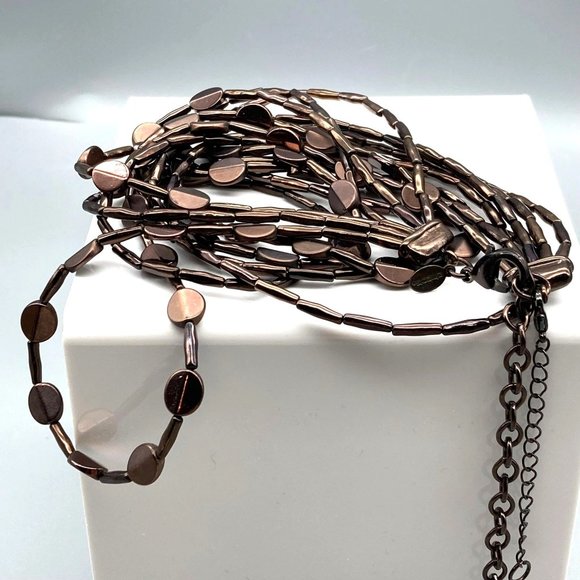 Vintage Chico's Multi Strand Bronze Beaded Necklace - Picture 2 of 4